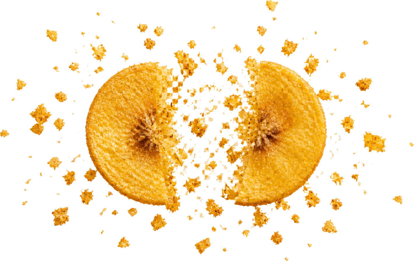 A Kerala-style banana chip split with golden crunchy crumbs