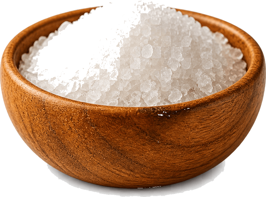 Sea salt in a wooden bowl