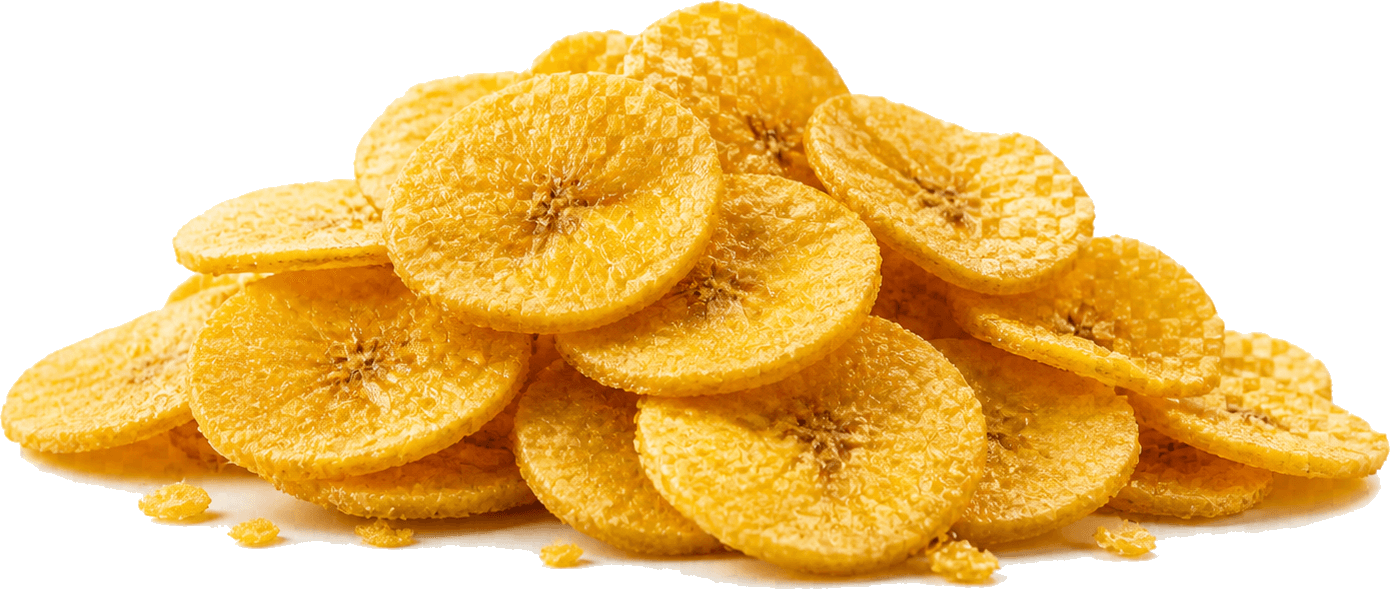 Finished golden banana chips